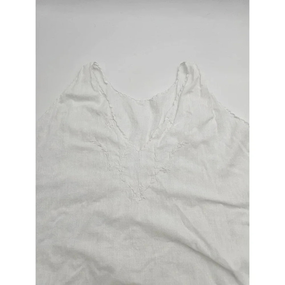 Antique 1900s Edwardian Style White Chemise Sleeveless Embroidered Nightgown - Picture 4 of 10